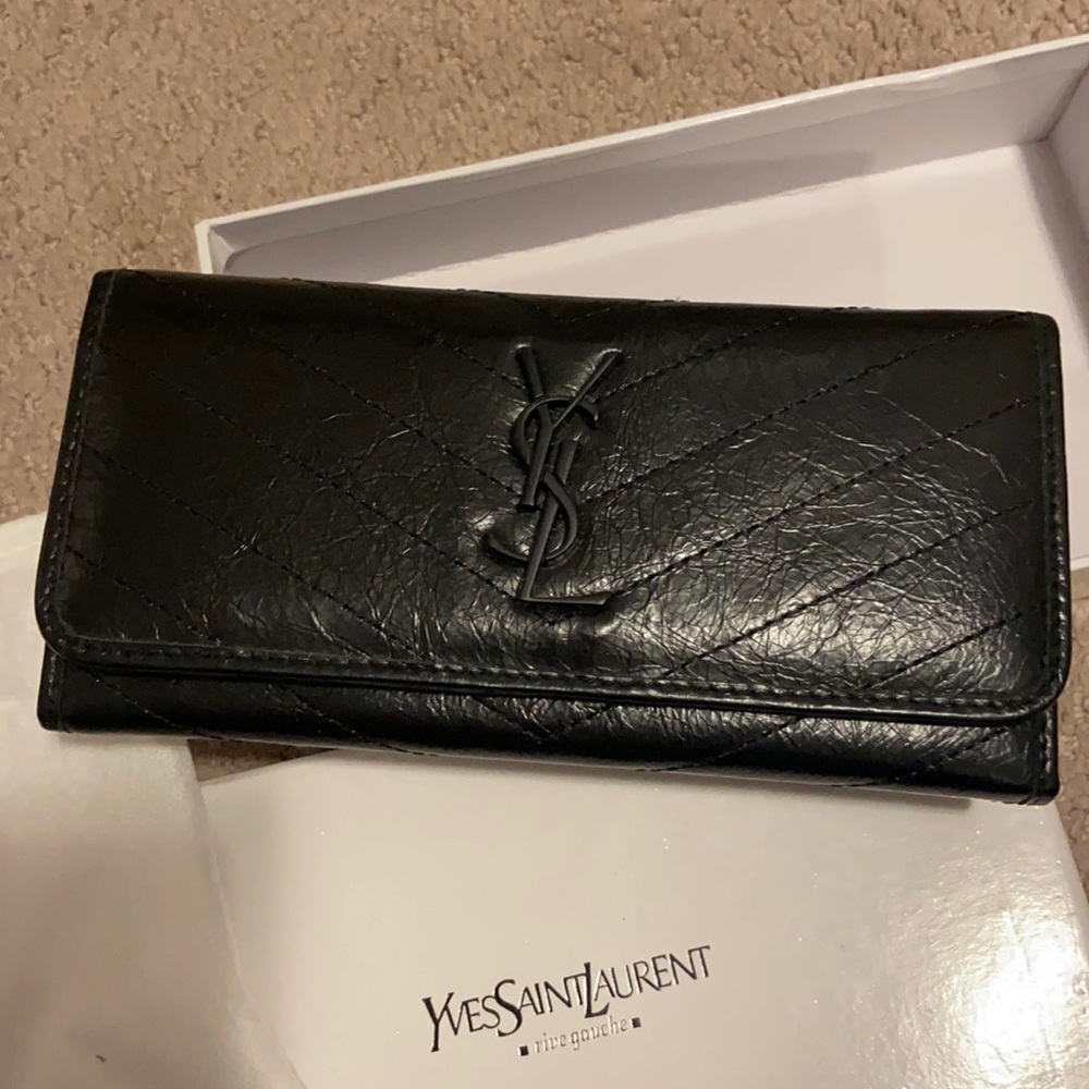 YSL repl ica wallet real leather new with tags